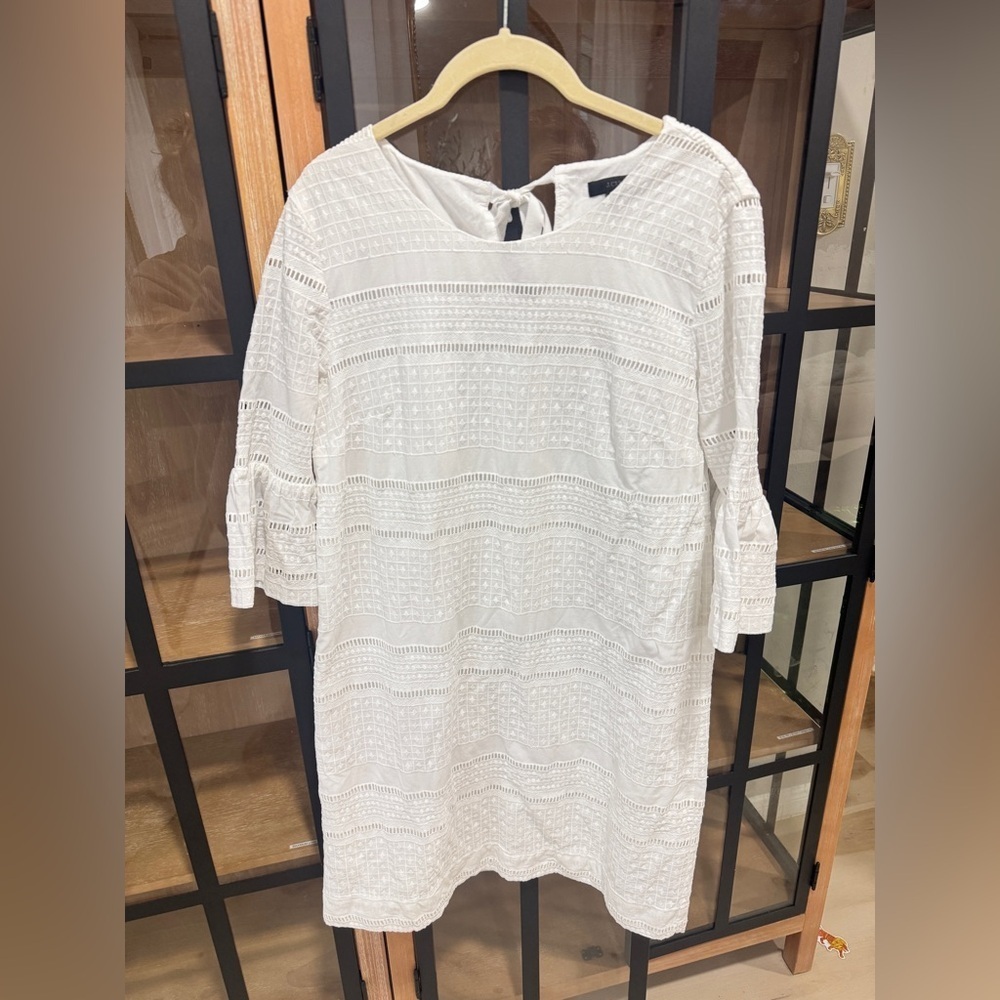 J. Crew eyelet Embroidered dress Flutter Sleeve Shift half long sleeve lined